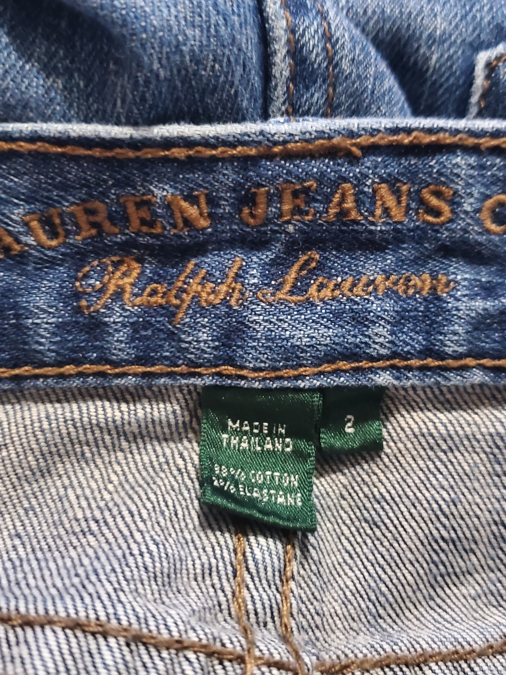 Ralph Lauren Womens Denim Jeans in Blue with Brown Stitching